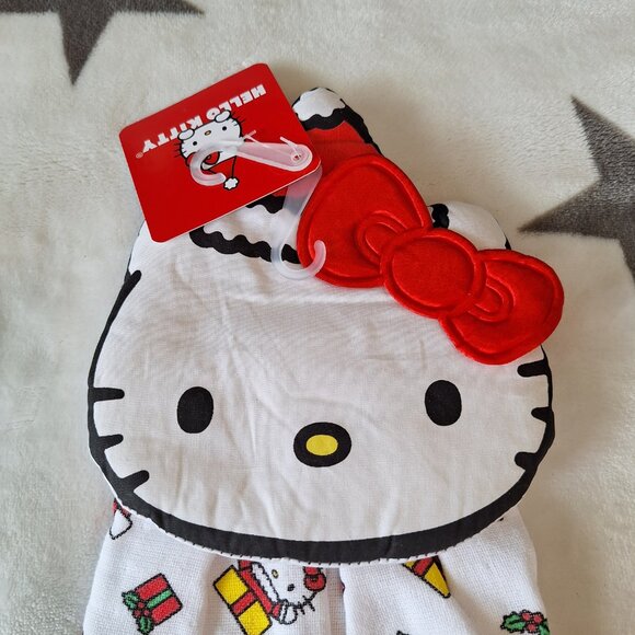 Hello Kitty Head With Red Bow Christmas Holiday Gift Decor Kitchen Hand‎ Towel - Picture 3 of 10